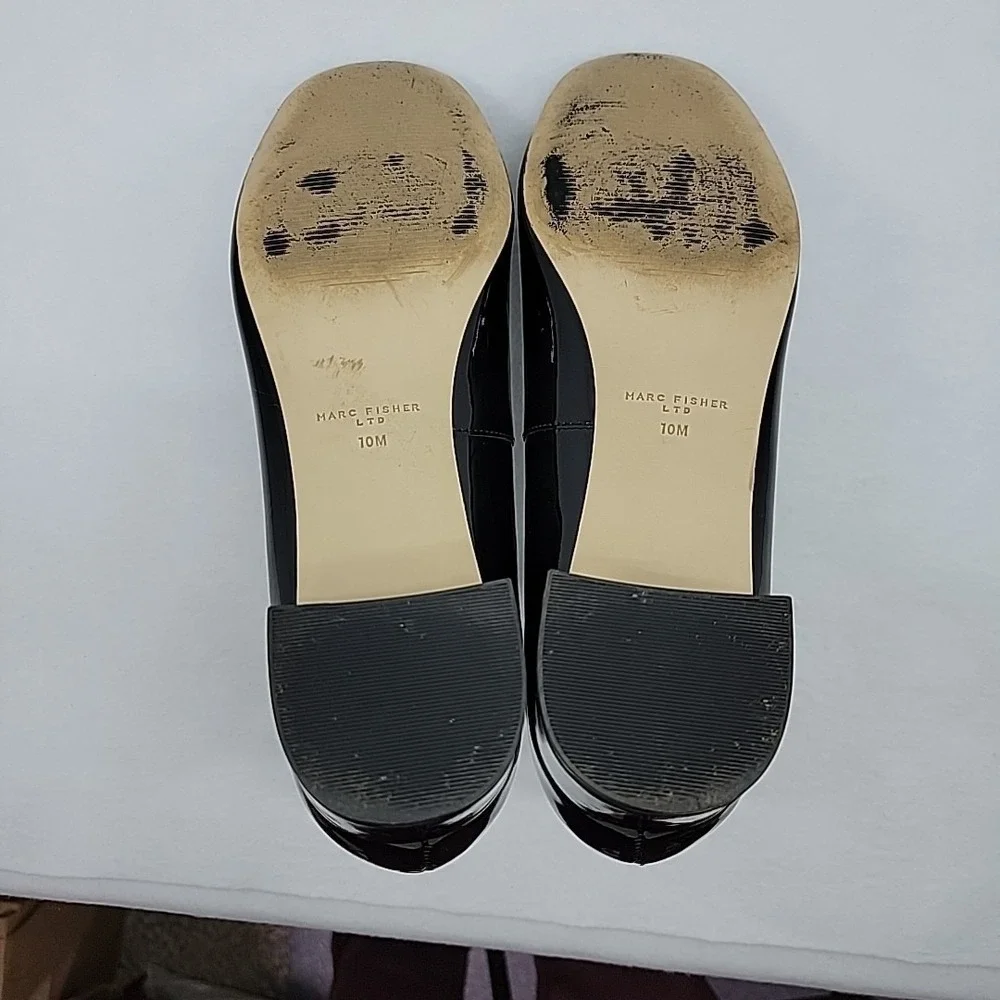 Marc Fisher LTD Parri Block Heel Black Mary Jane Dress Pumps Patent Leather 10M